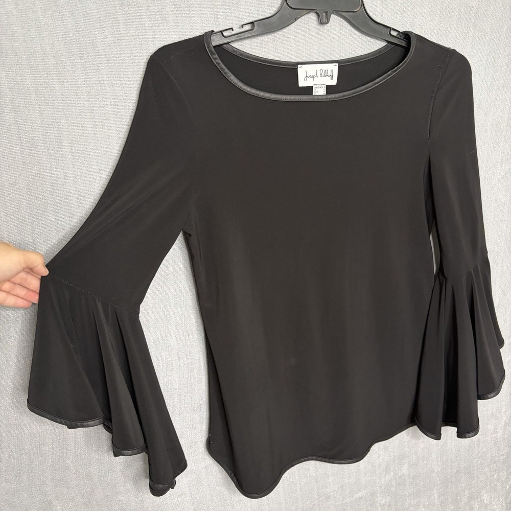 JOSEPH RIBKOFF Slinky Stretch Sheer Mesh Trim Grunge Tunic Top Womens Size 8